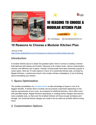 10 Reasons to Choose a Modular Kitchen Plan