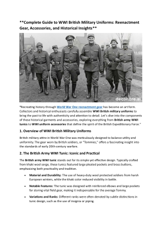 Complete Guide to WWI British Military Uniforms: Reenactment Gear & Accessories