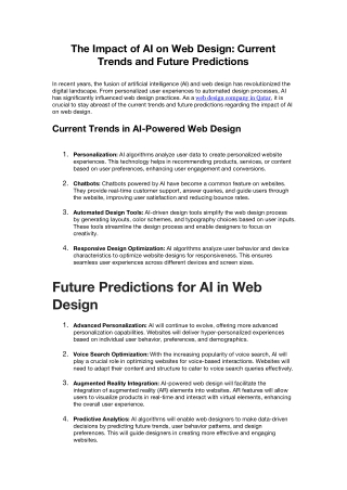 The Impact of AI on Web Design Current Trends and Future Predictions