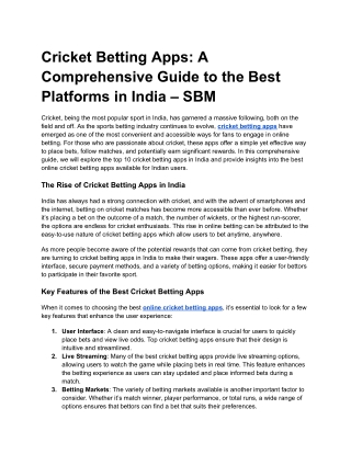 Cricket Betting Apps_ A Comprehensive Guide to the Best Platforms in India – SBM