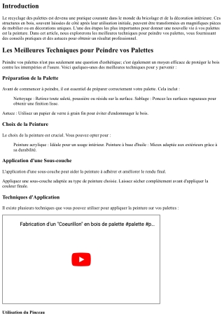 “Les Meilleures Techniques pour Peindre vos Palettes”