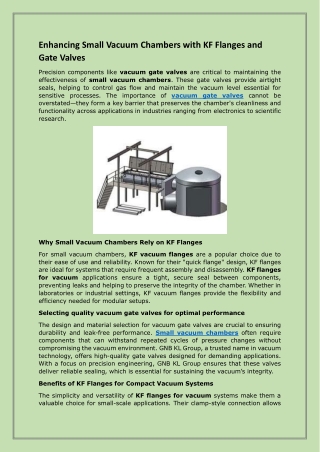 Enhancing Small Vacuum Chambers with KF Flanges and Gate Valves