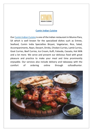 Cumin Indian Cuisine Restaurant Munno Para | Order Online