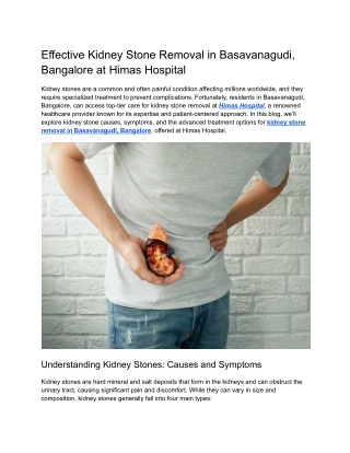 Effective Kidney Stone Removal in Basavanagudi, Bangalore at Himas Hospital (1)