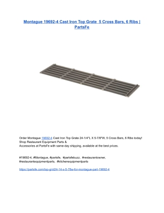 _ Montague 19692-4 Cast Iron Top Grate  5 Cross Bars, 6 Ribs _ PartsFe