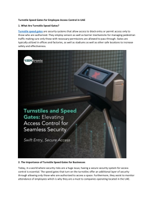 Turnstile Speed Gates for Employee Access Control in UAE