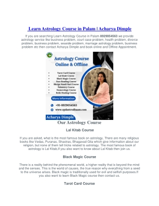 Learn Astrology Course in Palam 8929054563