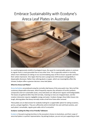Ecodyne's Areca Leaf Plates: A Sustainable Choice for Australia