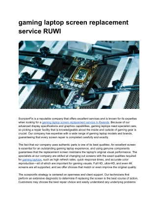 gaming laptop screen replacement service RUWI
