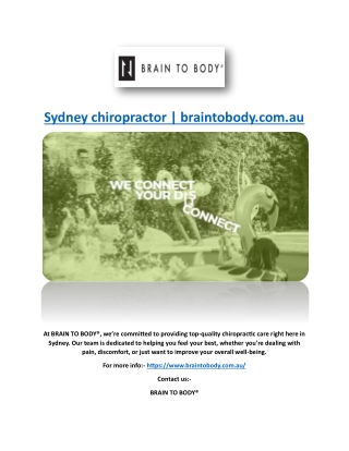 Sydney chiropractor | braintobody.com.au