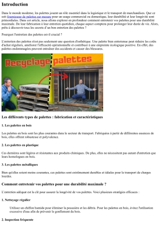 Comment entretenir vos palettes pour une durabilité maximale ?