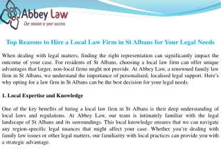 Top Reasons to Hire a Local Law Firm in St Albans for Your Legal Needs