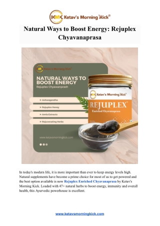 Natural Ways to Boost Energy: Rejuplex Chyavanaprasa