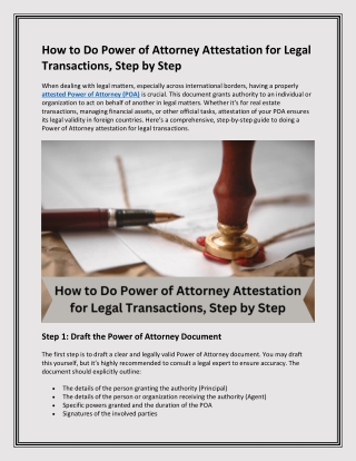 How to Do Power of Attorney Attestation for Legal Transactions Step by Step