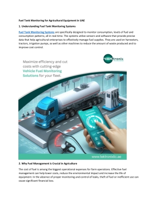 Fuel Tank Monitoring for Agricultural Equipment in UAE