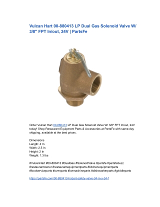 Vulcan Hart 00-880413 LP Dual Gas Solenoid Valve W_ 3_8_ FPT In_out, 24V _ PartsFe