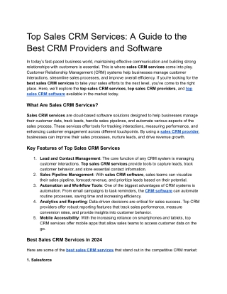 Top Sales CRM Services_ A Guide to the Best CRM Providers and Software