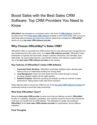 Boost Sales with the Best Sales CRM Software_ Top CRM Providers You Need to Know