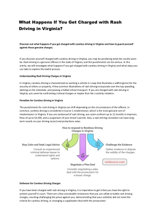What Happens If You Get Charged with Rash Driving in Virginia