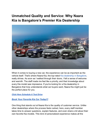 Unmatched Quality and Service_ Why Naara Kia is Bangalore’s Premier Kia Dealership