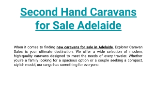 Second Hand Caravans for Sale in Adelaide