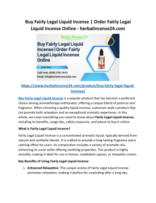 Buy Fairly Legal Liquid Incense Order Fairly Legal Liquid Incense Online - herbalincense24