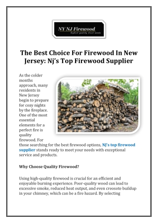 The Best Choice For Firewood In New Jersey Nj’s Top Firewood Supplier