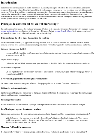 Pourquoi le contenu est roi en webmarketing ?