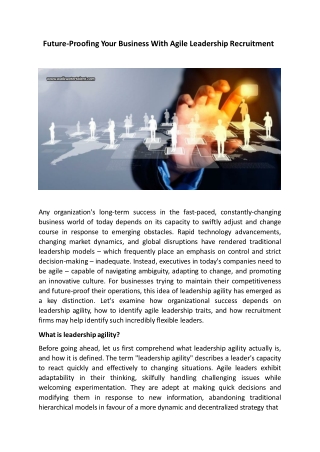 Future Proofing Your Business With Agile Leadership Recruitment