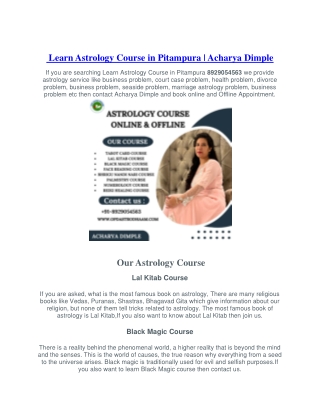 Learn Astrology Course in Pitampura 8929054563