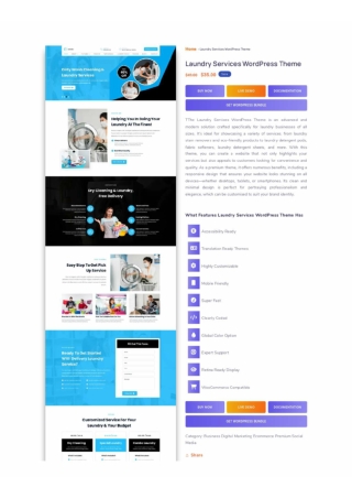 "Professional Laundry Services WordPress Theme for Easy Online Management