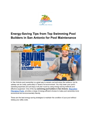 Energy-Saving Tips from Top Swimming Pool Builders in San Antonio for Pool Maintenance