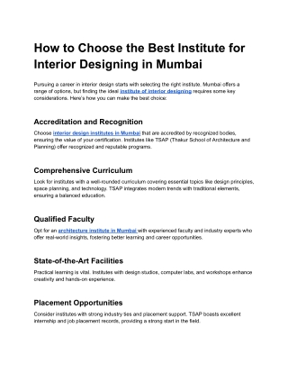 "Best Interior Design Institutes in Mumbai | Learn from Experts"