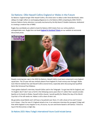 Six Nations Ollie Hassell Collins England or Wales in the Future