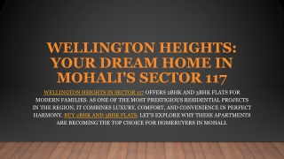 Wellington Heights 2bhk and 3bhk flats in mohali