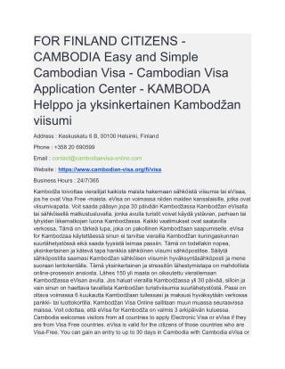 50th  FOR FINLAND CITIZENS - CAMBODIA Easy and Simple Cambodian Visa - Cambodian Visa Application Center - KAMBODA Helpp