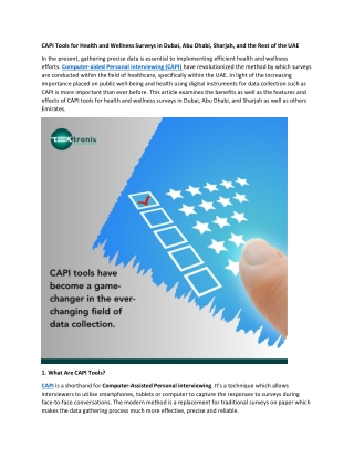 CAPI Tools for Health and Wellness Surveys in Dubai