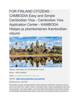 50th  FOR FINLAND CITIZENS - CAMBODIA Easy and Simple Cambodian Visa - Cambodian Visa Application Center - KAMBODA Helpp