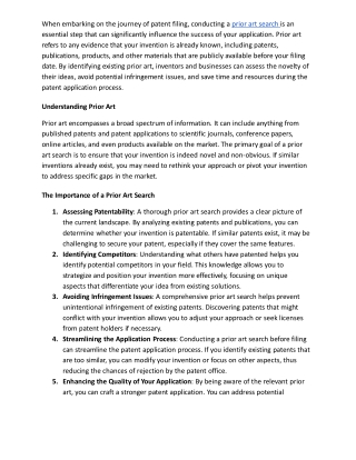 Prior Art Search Crucial for Successful Patent Filing