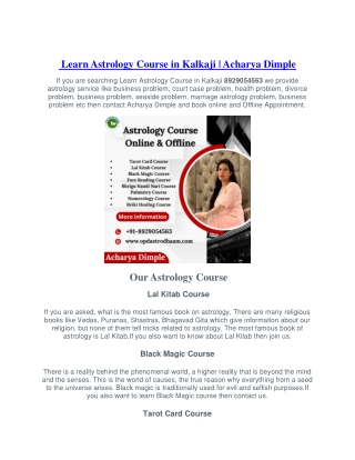 Learn Astrology Course in Kalkaji   8929054563