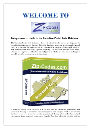 Canadian Postal Code Database