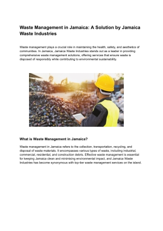 Waste Management in Jamaica