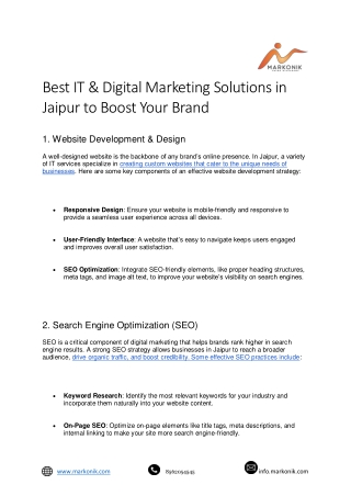 Best IT & Digital Marketing Solutions in Jaipur to Boost Your Brand