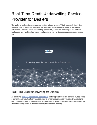 Real-Time Credit Underwriting Service Provider for Dealers