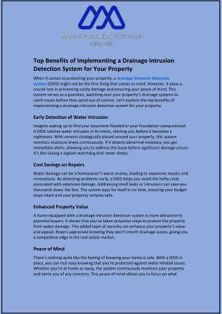 Top Benefits of Implementing a Drainage Intrusion Detection System for Your Property