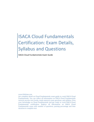 ISACA Cloud Fundamentals Certification: Exam Details, Syllabus and Questions