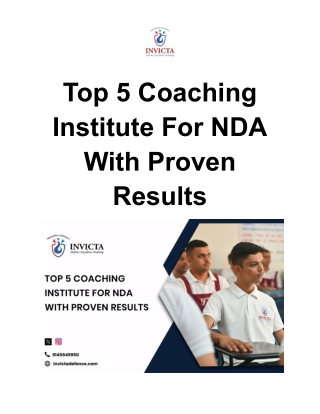 Top 5 Coaching Institute For NDA With Proven Results