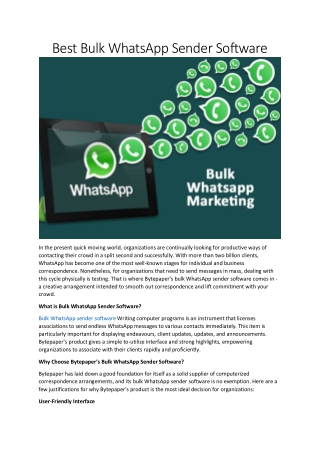 Bytepaper: The Best Bulk WhatsApp Sender Software