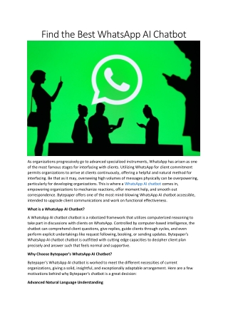 Bytepaper: The Best WhatsApp AI Chatbot
