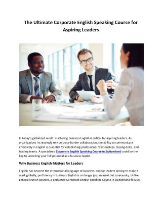 The Ultimate Corporate English Speaking Course for Aspiring Leaders